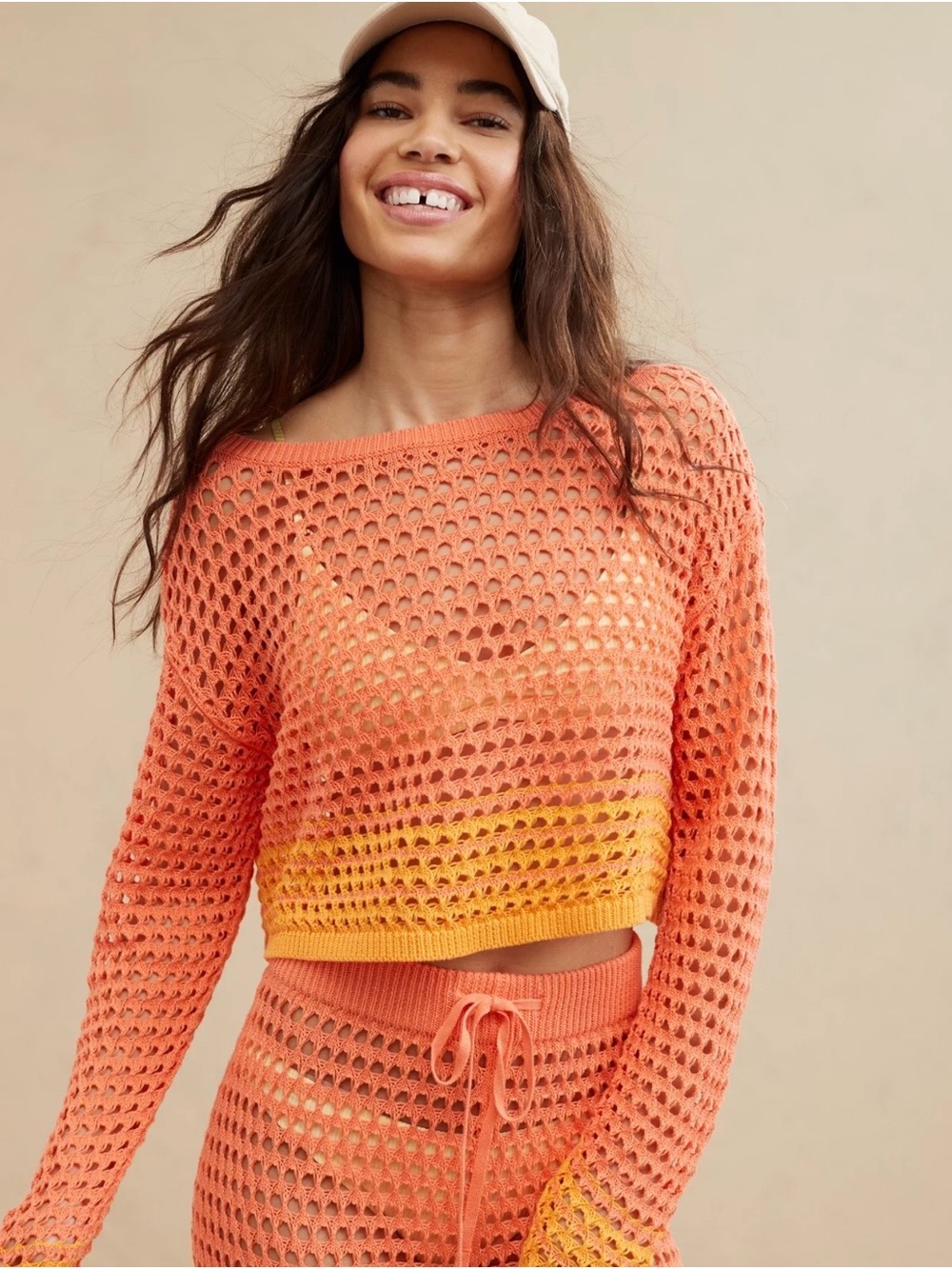 aerie Crochet Vacay Cropped Beach Cover Up Sweater